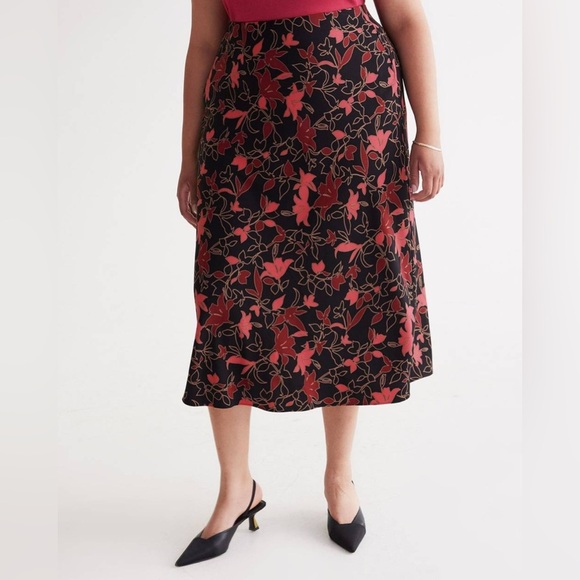 Pennington's Floral Satin Maxi Slip Skirt Size 24 - Picture 1 of 14